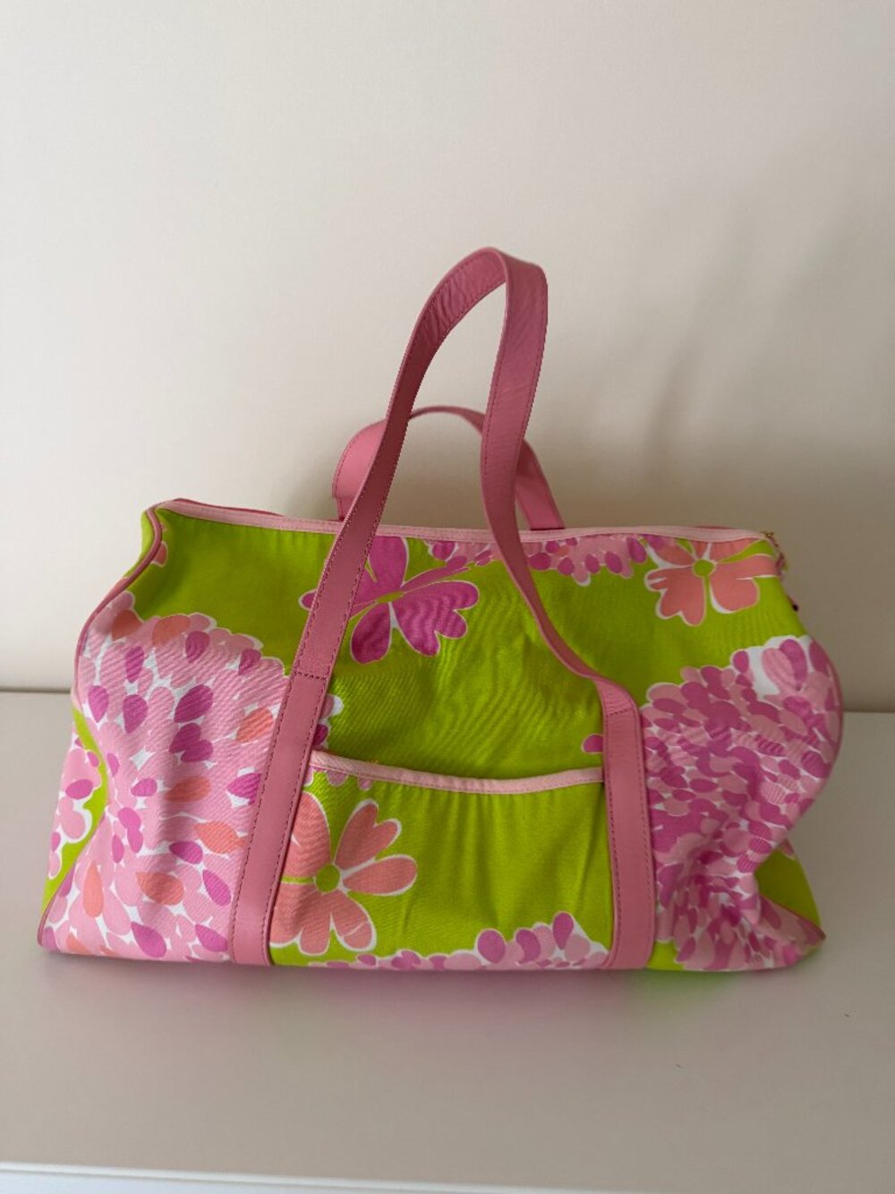 Lilly Pulitzer Large Weekender Bag Duffle Bon Bon Bardot Pink Green Overnight